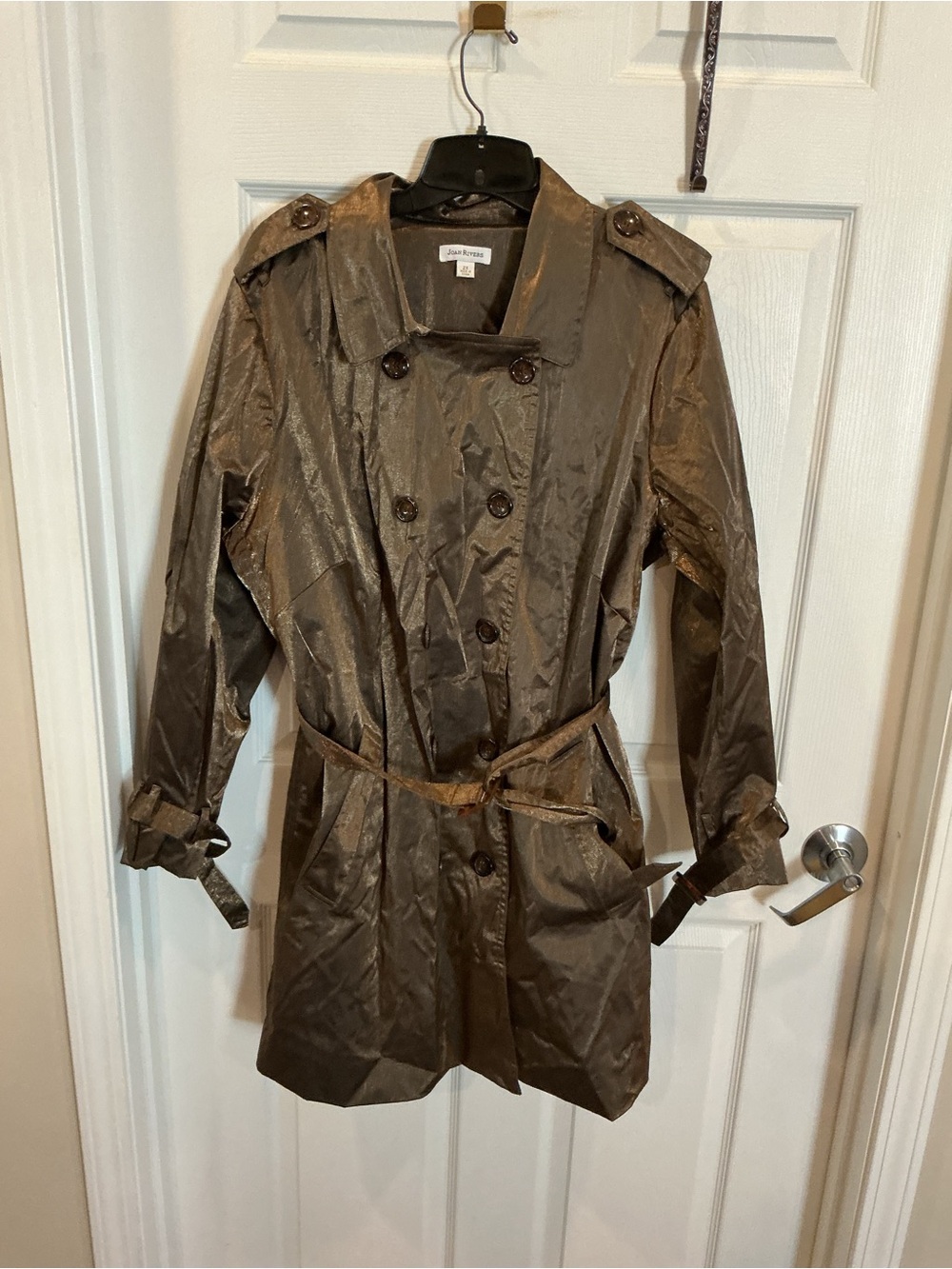 Joan Rivers  bronze colored Double-Breasted Trench Coat with Belt